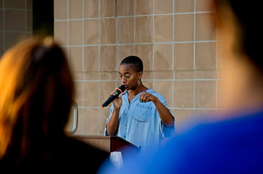person practicing speech